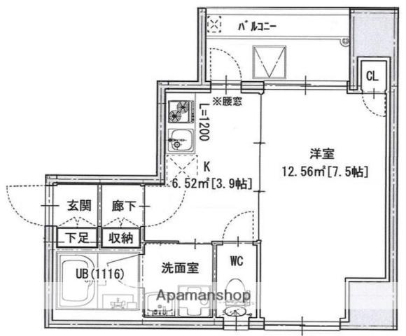 物件名登録なし(1K/9階)の間取り写真