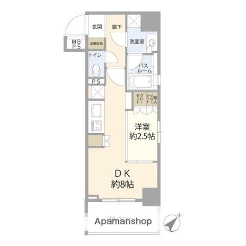 ライオンズ蔵前レジデンス(1DK/12階)の間取り写真