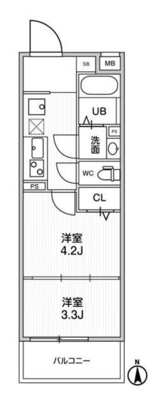 アルティザ葛西(2K/2階)の間取り写真