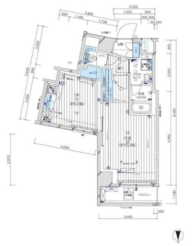 メインステージ八広(1DK/4階)の間取り写真