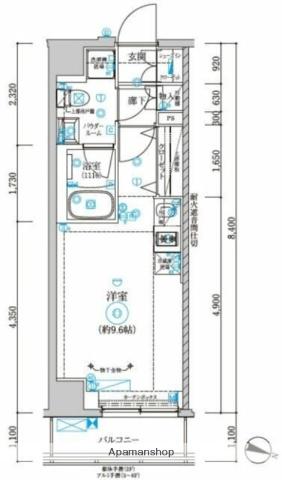 RELUXIA両国Ⅱ(ワンルーム/6階)の間取り写真