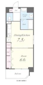 スカイラグーナ(1DK/3階)の間取り写真