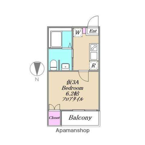 アーバンリーフ小岩(1K/3階)の間取り写真