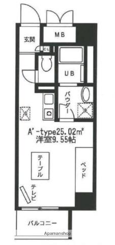 メゾン プレアデス(ワンルーム/2階)の間取り写真