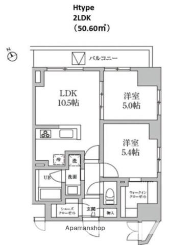 レジディア日本橋馬喰町Ⅱ(2LDK/11階)の間取り写真