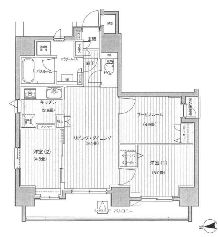 日神パレステージ田原町(2SLDK/8階)の間取り写真