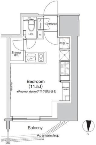 ザ・パークハビオ 亀戸(ワンルーム/11階)の間取り写真