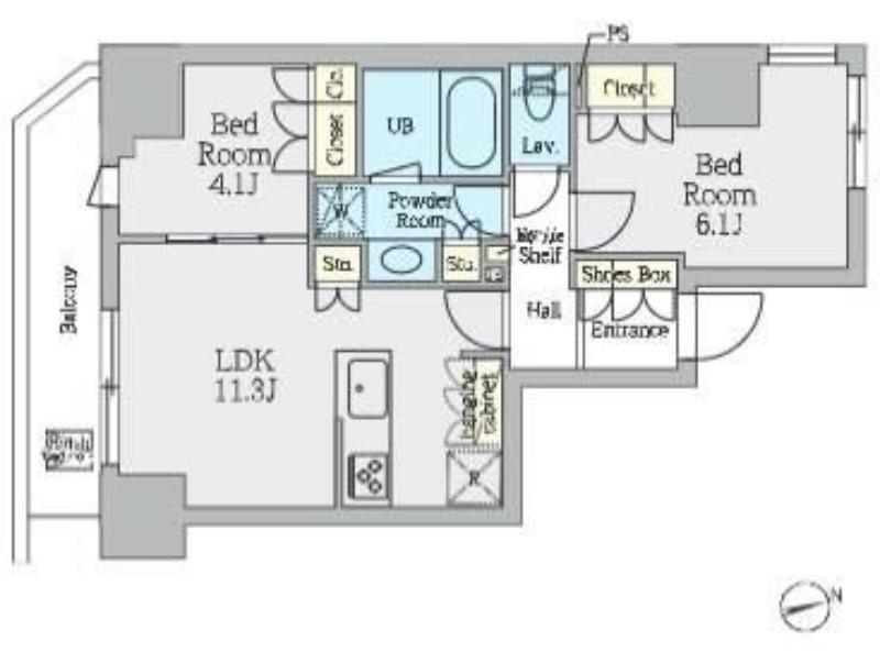 クレストコート上野(2LDK/5階)の間取り写真