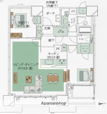 ドゥ・トゥール キャナル&スパ ウエスト(2SLDK/37階)の間取り写真