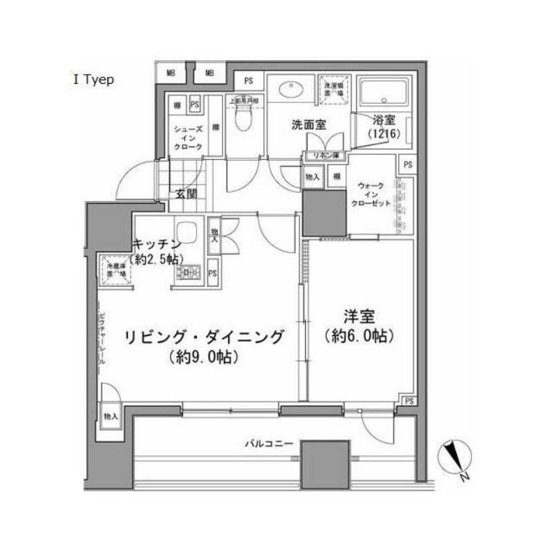 パークハビオ八丁堀(1LDK/11階)の間取り写真