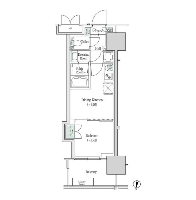 ブルックサイドレジデンス木場(1DK/8階)の間取り写真
