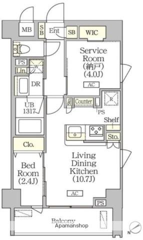 ORSUS清澄白河リバーフロント(1SLDK/7階)の間取り写真