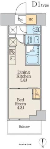 クレストコート本所吾妻橋ノース(1DK/7階)の間取り写真