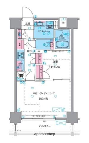 ジェノヴィア浅草Ⅵスカイガーデン(1LDK/7階)の間取り写真