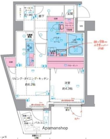 ジェノヴィア東向島4(1SLDK/7階)の間取り写真