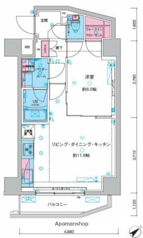 GENOVIA三ノ輪ⅢSKYGARDEN(1LDK/8階)の間取り写真