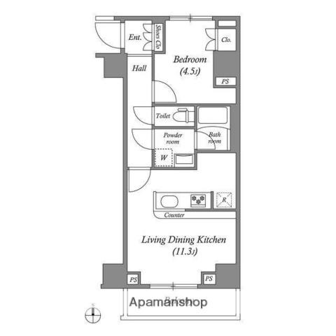 GENOVIA本所吾妻橋SKYGARDEN(1LDK/2階)の間取り写真