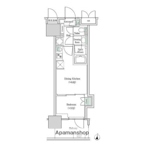 ブルックサイドレジデンス木場(1DK/4階)の間取り写真