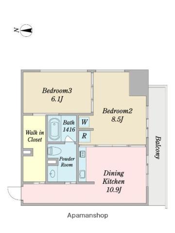 ブランヴェール(2DK/3階)の間取り写真