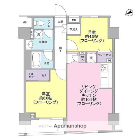 パートナーシップアパートメント(2LDK/12階)の間取り写真