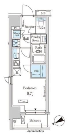 パークアクシス日本橋茅場町(ワンルーム/10階)の間取り写真