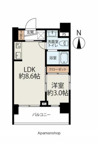 ブライト亀戸天神(1LDK/7階)の間取り写真