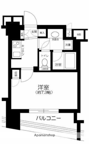 クオリア門前仲町(1K/3階)の間取り写真