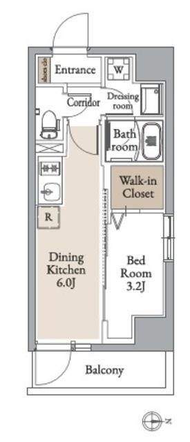 グランカーサ住吉Ⅱ(1DK/5階)の間取り写真