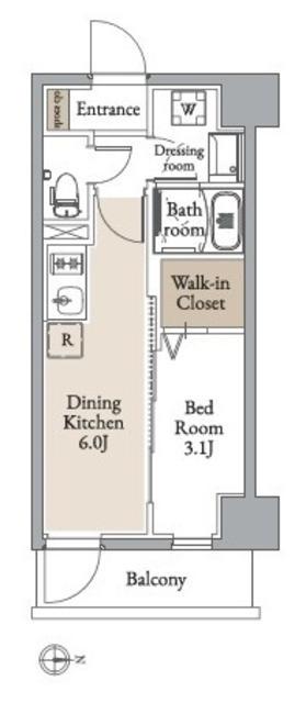 グランカーサ住吉Ⅱ(1DK/9階)の間取り写真