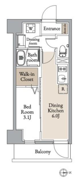 グランカーサ住吉Ⅱ(1DK/10階)の間取り写真
