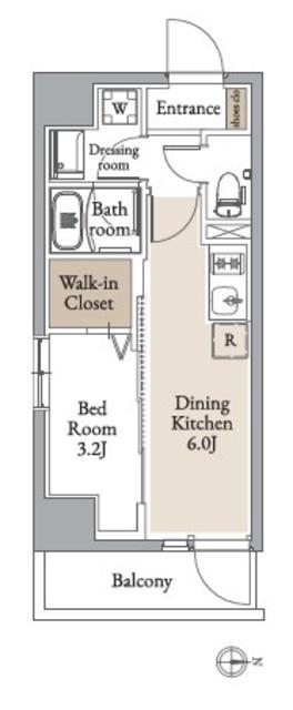 グランカーサ住吉Ⅱ(1DK/10階)の間取り写真