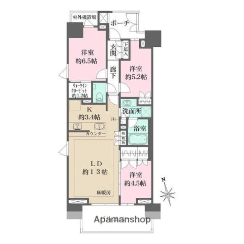 ザ・パークハウス浅草(3LDK/4階)の間取り写真