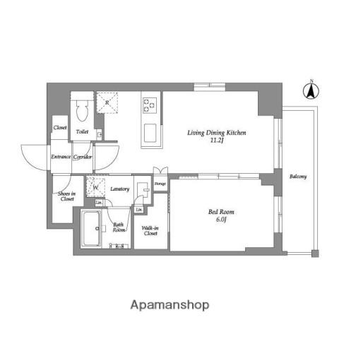 ウエリスアーバン住吉イースト(1LDK/5階)の間取り写真