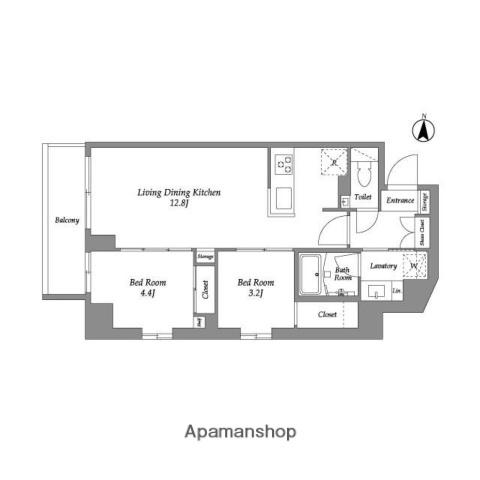 ウエリスアーバン住吉ウエスト(2LDK/9階)の間取り写真