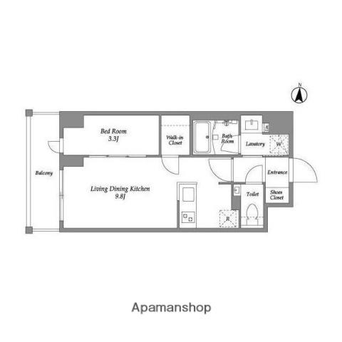 ウエリスアーバン住吉ウエスト(1LDK/5階)の間取り写真