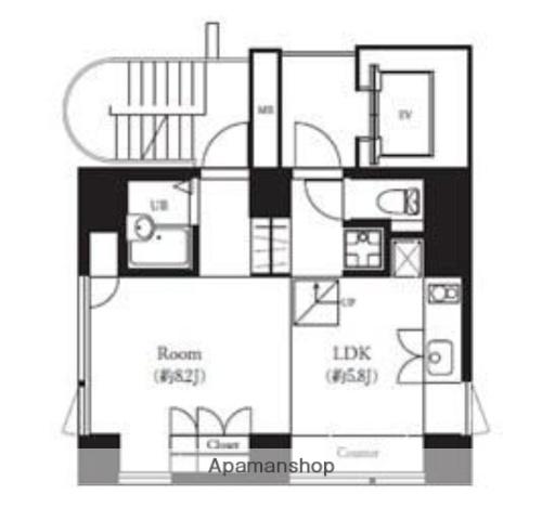 辰巳アパートメントハウス(1LDK/5階)の間取り写真