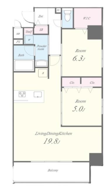 グラン クレイエル 両国(2LDK/7階)の間取り写真
