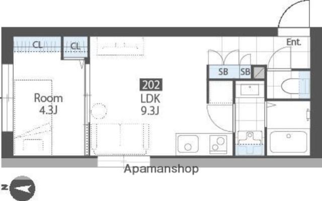 サクシードレジデンス亀戸(1LDK/2階)の間取り写真