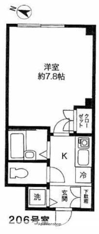 スタジオ根岸(1K/2階)の間取り写真