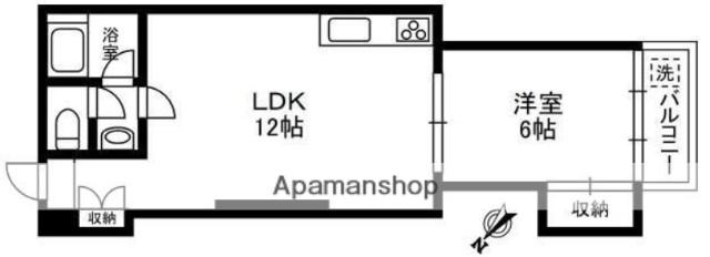 麻布十番ハイツ(1LDK/2階)の間取り写真