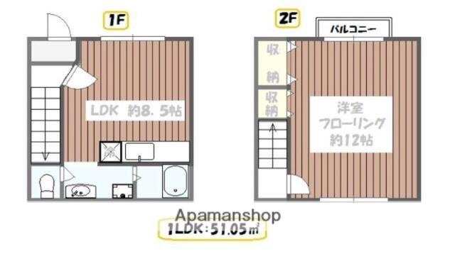 シャンブル江戸川Ⅷ(1LDK/1階)の間取り写真