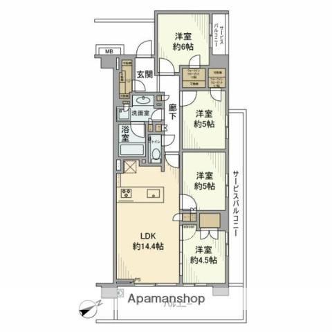バウス一之江(4LDK/2階)の間取り写真