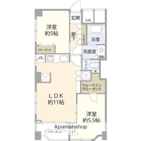 サニーハイム小岩(2LDK/6階)の間取り写真