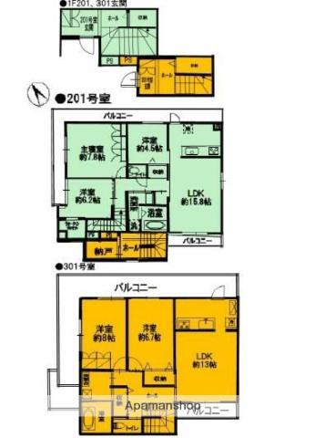 BLISS AOYAMA(3LDK/2階)の間取り写真