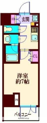 ピアース南麻布(1K/5階)の間取り写真