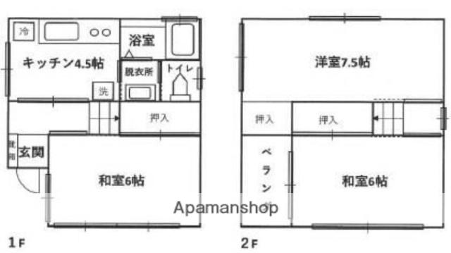 東京都新宿線 一之江駅 徒歩16分 2階建 築47年(3K)の間取り写真