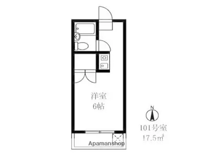 ハイツニュータカバ(ワンルーム/1階)の間取り写真