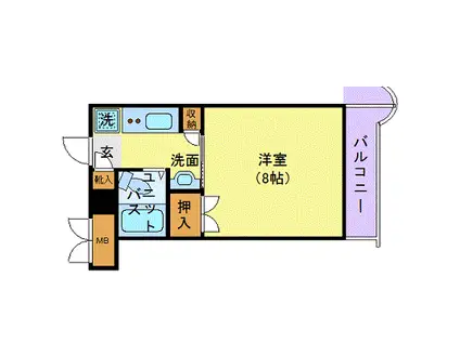 ウィンベルソロ狛江(1K/2階)の間取り写真