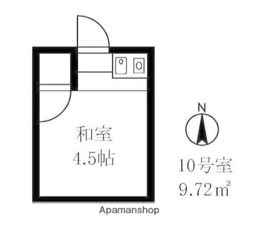 浅見荘(ワンルーム/1階)の間取り写真