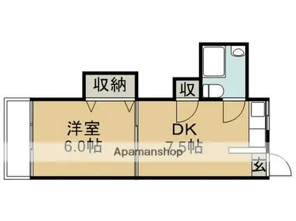 東京セントラル荻窪(1DK/2階)の間取り写真